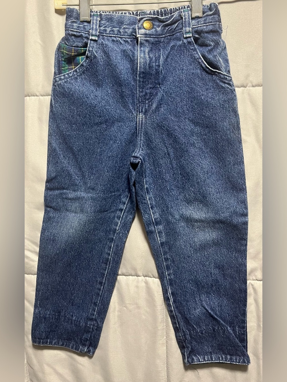 Vintage 90s OshKosh B’Gosh Plaid Accent Denim Jeans Size 4T Made in USA